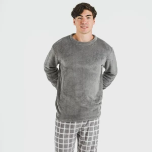 Pijama coral hombre Cuadro Roberto gris 2