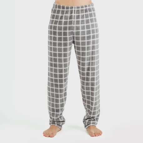 Pijama coral hombre Cuadro Roberto gris