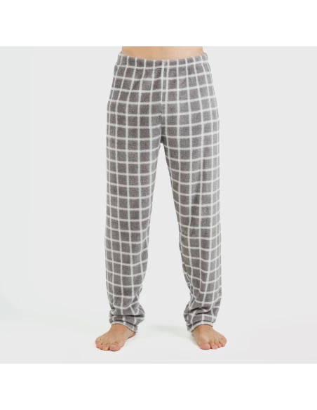 Pijama coral hombre Cuadro Roberto gris