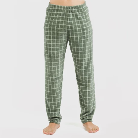 Pijama coral hombre Cuadro Pruden verde caceria