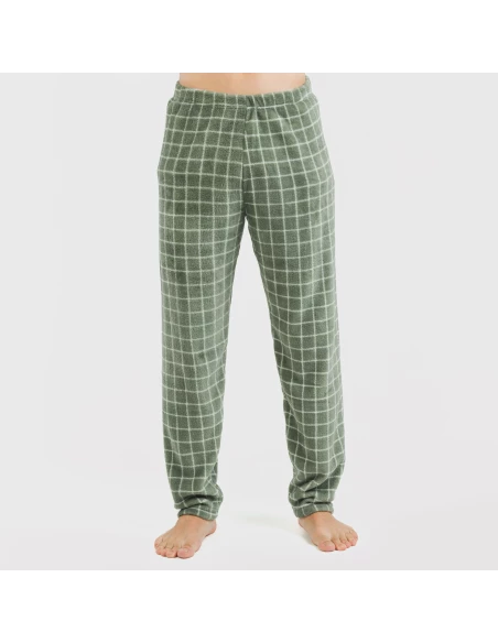 Pijama coral hombre Cuadro Pruden verde caceria
