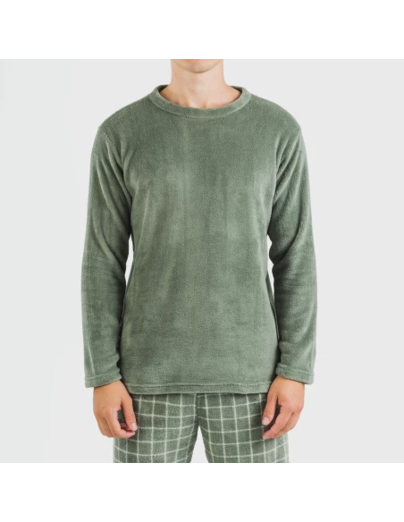 Pijama coral hombre Cuadro Pruden verde caceria