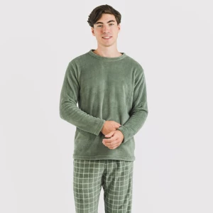 Pijama coral hombre Cuadro Pruden verde caceria