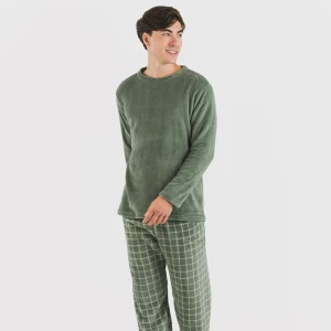Pijama coral hombre Cuadro Pruden verde caceria 2