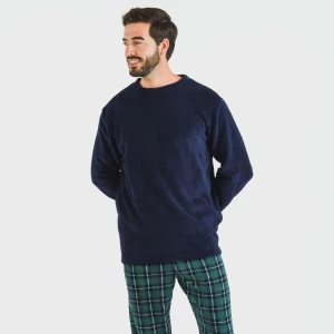 Pijama coral hombre Cuadro Ruz azul marino