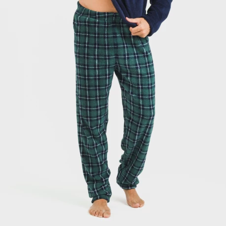 Pijama coral hombre Cuadro Ruz azul marino