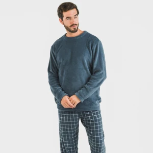 Pijama coral hombre Cuadro Pruden azul azafata 2