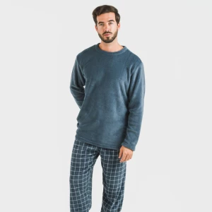 Pijama coral hombre Cuadro Pruden azul azafata