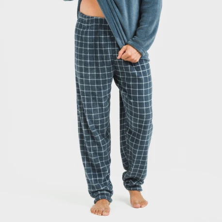 Pijama coral hombre Cuadro Pruden azul azafata