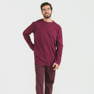 Pijama largo algodón hombre Loui burdeos 2