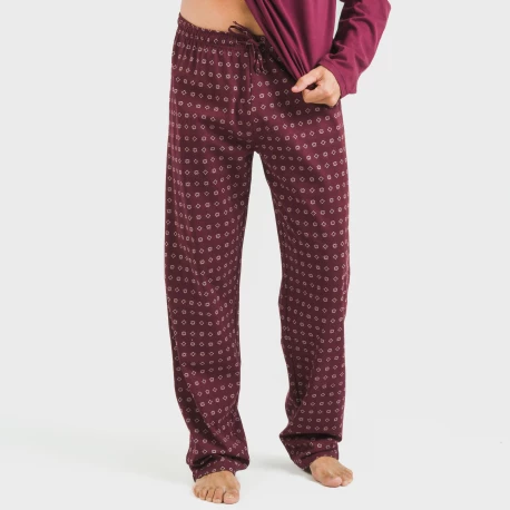 Pijama largo algodón hombre Loui burdeos