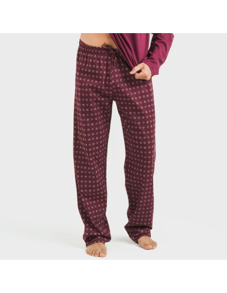Pijama largo algodón hombre Loui burdeos