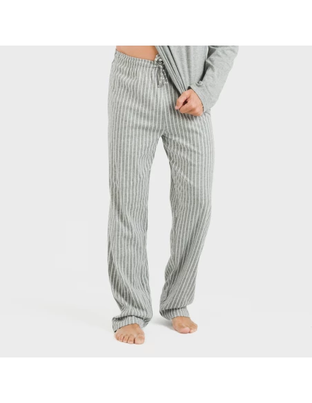 Pijama largo algodón hombre Beto gris mezcliyado