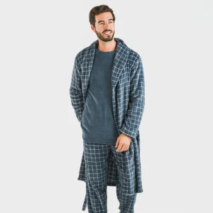 Bata coral hombre Cuadro Pruden  azul azafata