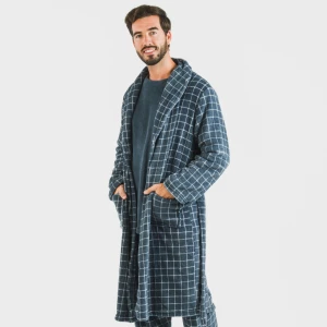 Bata coral hombre Cuadro Pruden  azul azafata 2