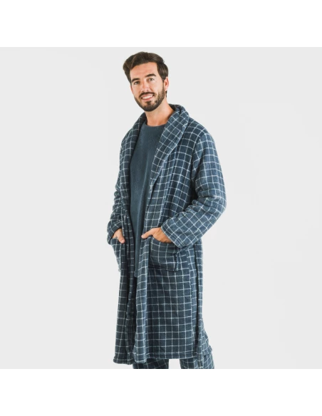 Bata coral hombre Cuadro Pruden  azul azafata