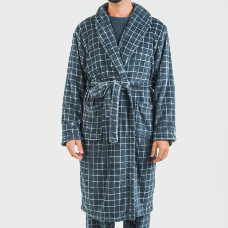 Bata coral hombre Cuadro Pruden  azul azafata