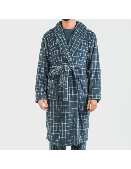 Bata coral hombre Cuadro Pruden  azul azafata