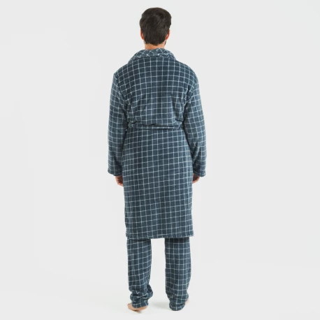 Bata coral hombre Cuadro Pruden  azul azafata