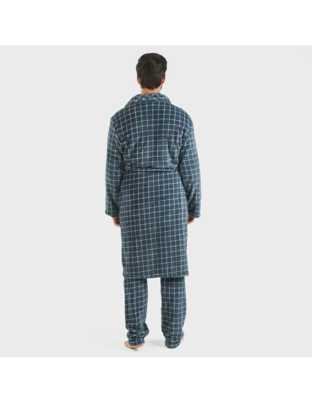 Bata coral hombre Cuadro Pruden  azul azafata