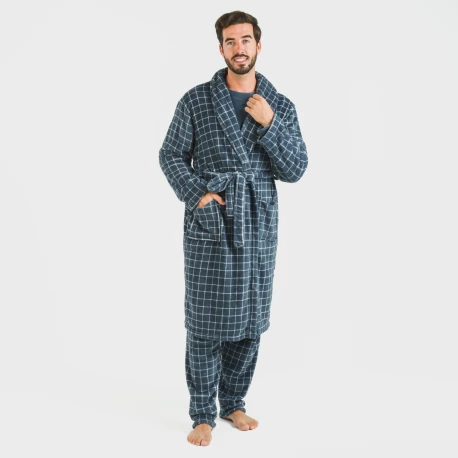 Bata coral hombre Cuadro Pruden  azul azafata