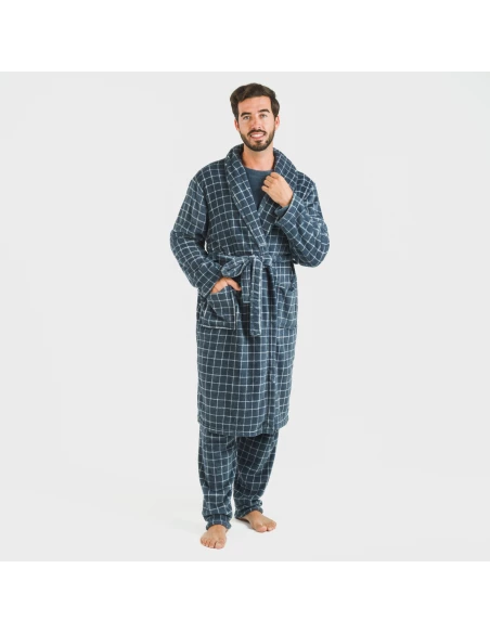 Bata coral hombre Cuadro Pruden  azul azafata