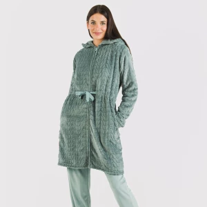 Bata terciopelo con gorro Devore lisa 2