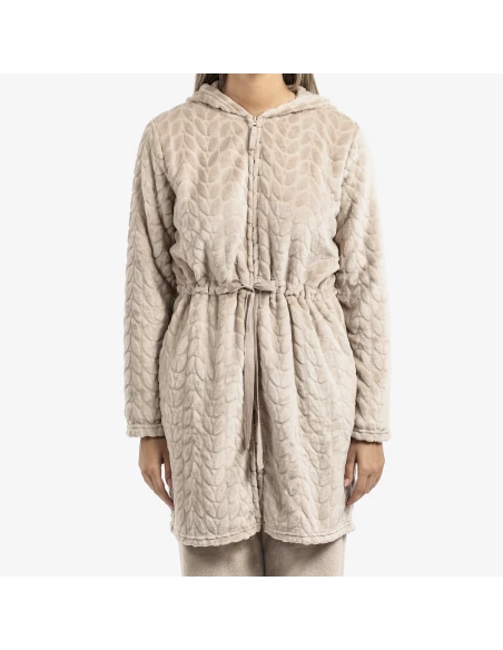 Bata terciopelo con gorro Devore lisa