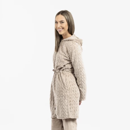 Bata terciopelo con gorro Devore lisa