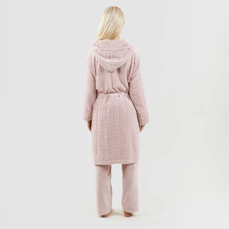 Bata terciopelo con gorro Devore lisa