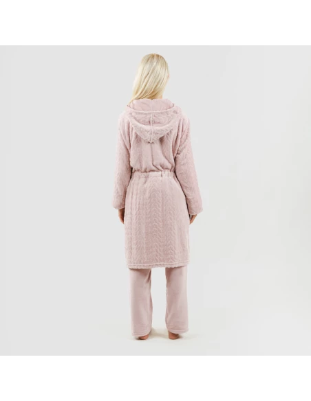 Bata terciopelo con gorro Devore lisa