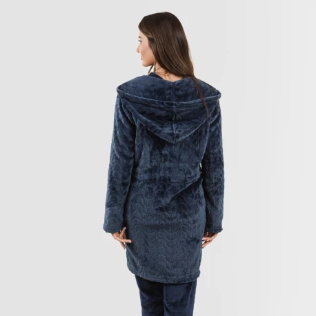 Bata terciopelo con gorro Devore lisa