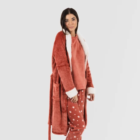 Bata terciopelo sherpa lisa