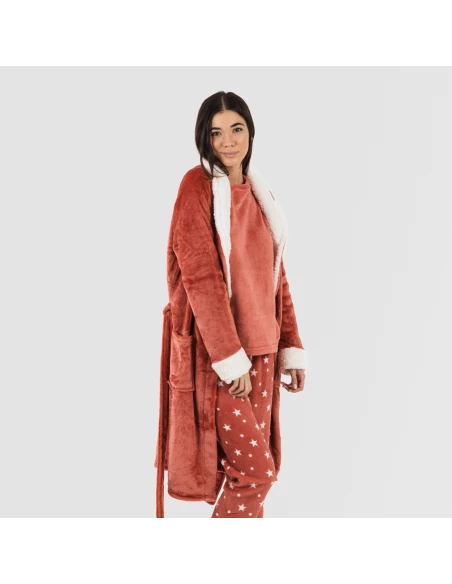 Bata terciopelo sherpa lisa