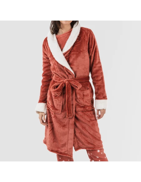 Bata terciopelo sherpa lisa