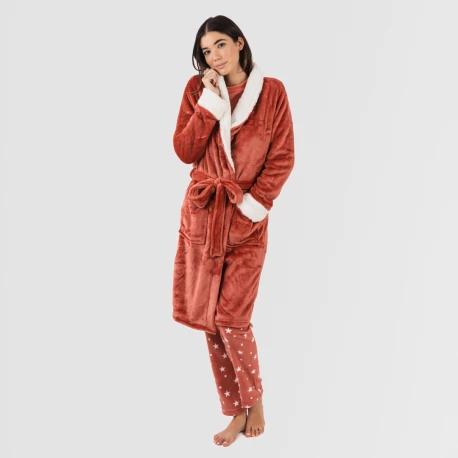 Bata terciopelo sherpa lisa