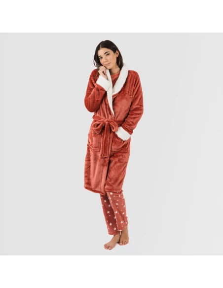 Bata terciopelo sherpa lisa