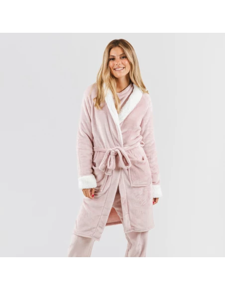 Bata terciopelo sherpa lisa