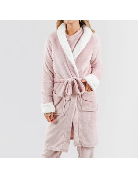 Bata terciopelo sherpa lisa