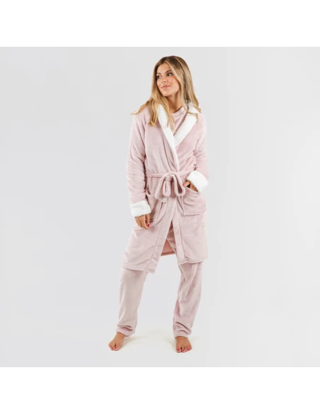 Bata terciopelo sherpa lisa