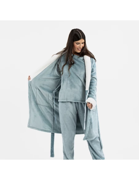 Bata terciopelo sherpa lisa