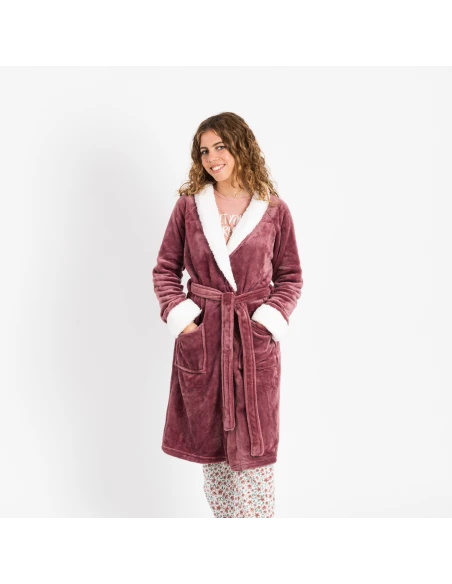 Bata terciopelo sherpa lisa