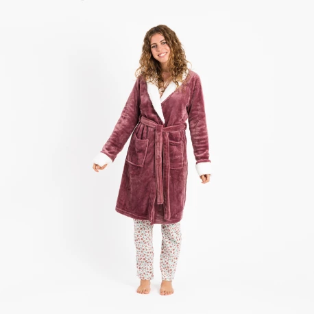 Bata terciopelo sherpa lisa