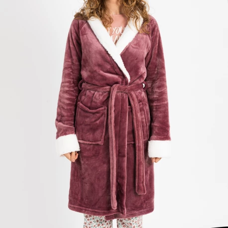 Bata terciopelo sherpa lisa