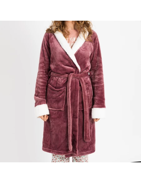 Bata terciopelo sherpa lisa