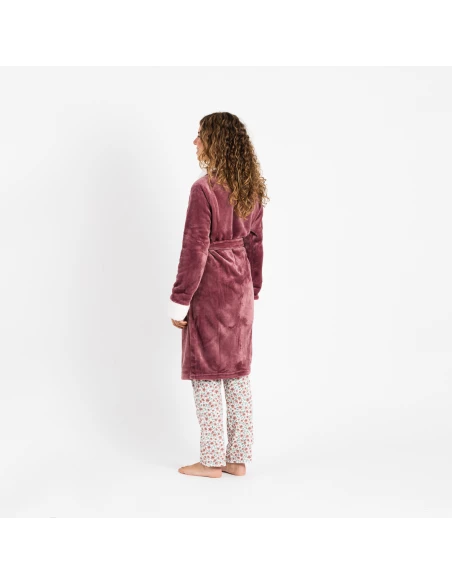 Bata terciopelo sherpa lisa