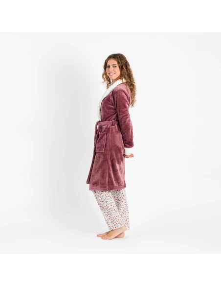 Bata terciopelo sherpa lisa