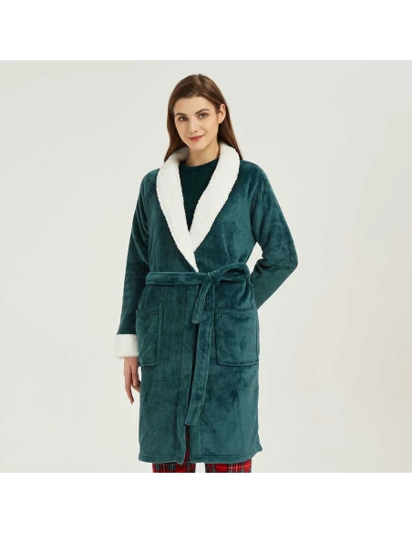 Bata terciopelo sherpa lisa