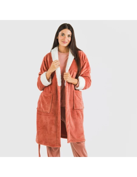 Bata terciopelo sherpa lisa