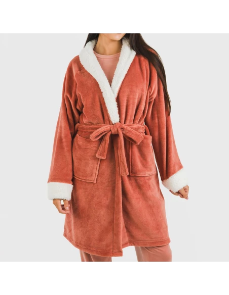 Bata terciopelo sherpa lisa